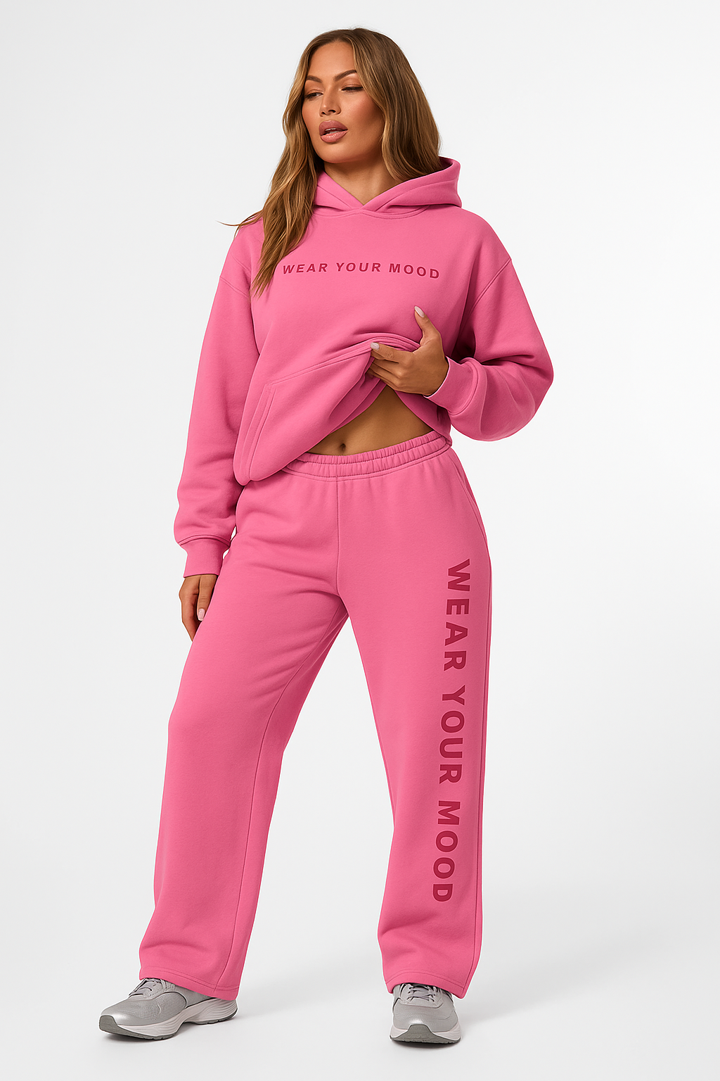 Mood Canvas Set - pairing a cozy organic hoodie with fluid organic wide-leg joggers | Lazypink